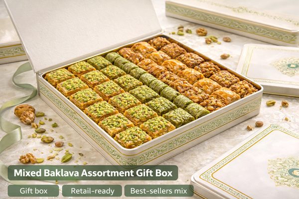 Mixed Baklava Assortment Gift Box for retail and gifting export markets