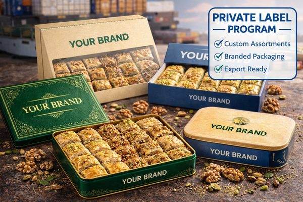 Private Label Baklava Program Private label baklava program — custom Turkish baklava assortment and export compliance support
